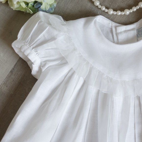 White Linen Float Dress Flower Girl Bailey Boys Chabré Boutique Size 4 NWT - Picture 2 of 8